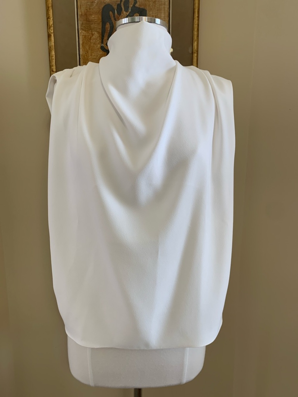 Zara Draped Sleeveless Mock Neck Top - White - Picture 9 of 13